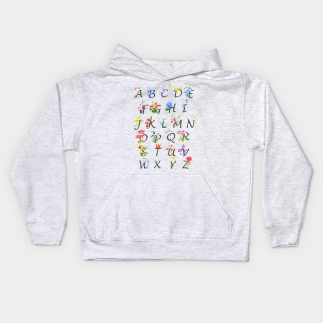 letters and flowers vertical Kids Hoodie by colorandcolor